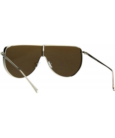 Oversized Futurism Robotic Shield Sport Racer Metal Rim Sunglasses - Silver Brown - C218366C20I $12.13 Shield