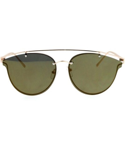 Color Mirror Flat Panel Unique Rimless Wire Bridge Horn Rim Sunglasses - All Gold - C812O7DJ4ZY $10.63 Rimless