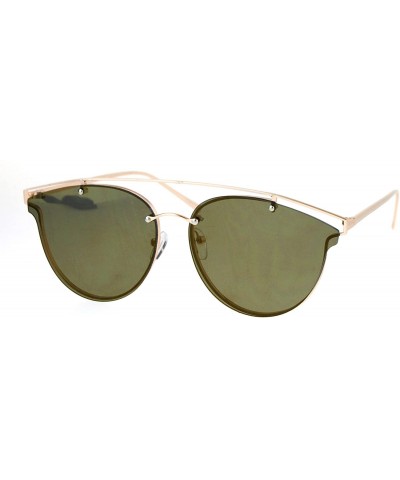 Color Mirror Flat Panel Unique Rimless Wire Bridge Horn Rim Sunglasses - All Gold - C812O7DJ4ZY $10.63 Rimless