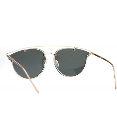 Color Mirror Flat Panel Unique Rimless Wire Bridge Horn Rim Sunglasses - All Gold - C812O7DJ4ZY $10.63 Rimless