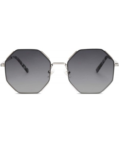 Sunglasses for Women Polygon Sunglasses UV400 AURA SJ1128 - C1 Silver Frame/Gradient Grey Lens - C0193L83R43 $14.86 Shield