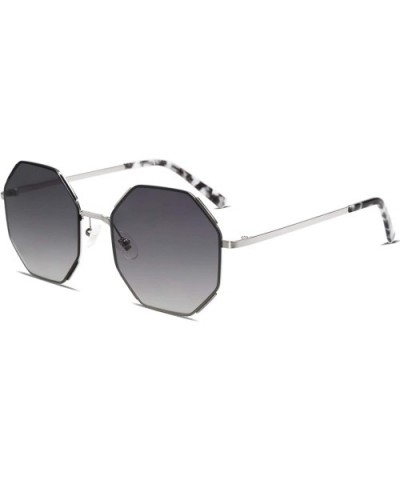 Sunglasses for Women Polygon Sunglasses UV400 AURA SJ1128 - C1 Silver Frame/Gradient Grey Lens - C0193L83R43 $14.86 Shield