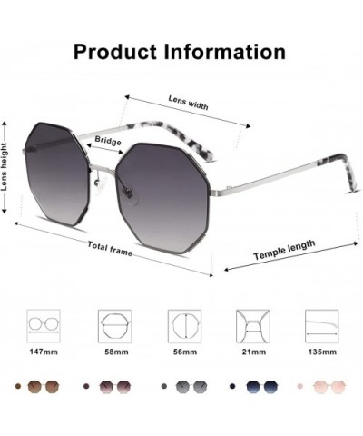 Sunglasses for Women Polygon Sunglasses UV400 AURA SJ1128 - C1 Silver Frame/Gradient Grey Lens - C0193L83R43 $14.86 Shield