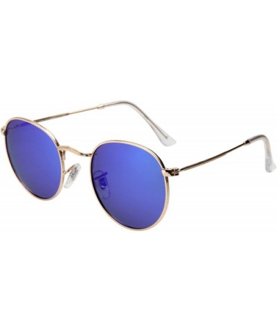 Polarized Round Metal Sunglasses for Women Men PC Lens 3447 - Dark Blue - CC18D09EXZS $19.43 Round