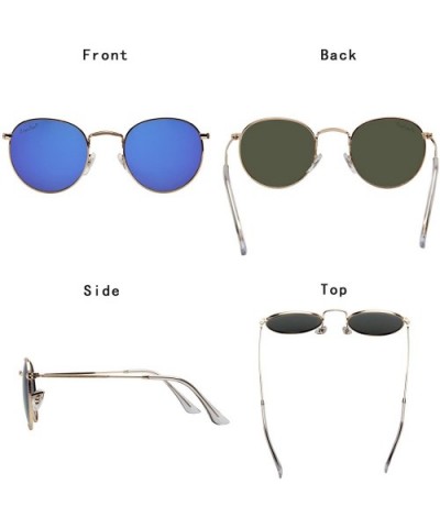 Polarized Round Metal Sunglasses for Women Men PC Lens 3447 - Dark Blue - CC18D09EXZS $19.43 Round