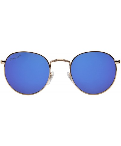 Polarized Round Metal Sunglasses for Women Men PC Lens 3447 - Dark Blue - CC18D09EXZS $19.43 Round