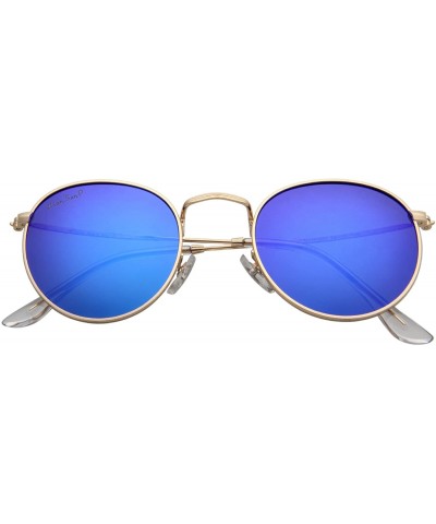 Polarized Round Metal Sunglasses for Women Men PC Lens 3447 - Dark Blue - CC18D09EXZS $19.43 Round