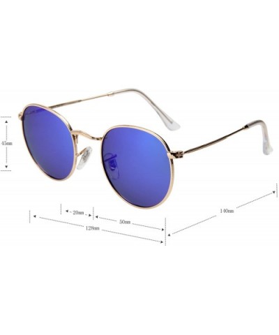 Polarized Round Metal Sunglasses for Women Men PC Lens 3447 - Dark Blue - CC18D09EXZS $19.43 Round