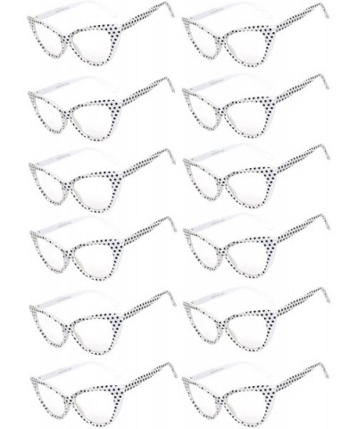 Retro Women's Cat Eye Vintage Sunglasses Smoke Lens 12 PCS wholesale - Cat_eye_12p_clear_white_dots - CT185UTIHC4 $19.25 Sport