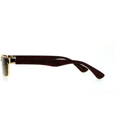 Small Size Sunglasses Unisex Fashion Rectangular Wood Print UV 400 - Gold- Dark Wood - CQ187C5RSKC $6.33 Rectangular