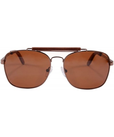 Men's Polarized Glasses Metal Frame UV400 Sunglasses-SG1566 - Brown&redsandalwood - C218LR27MYG $10.76 Oval