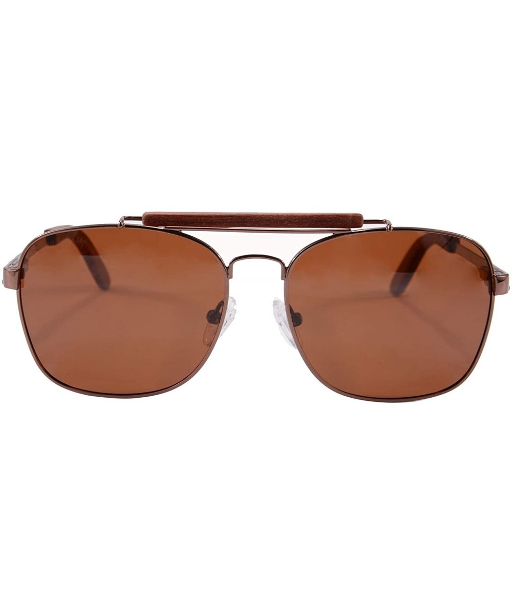 Men's Polarized Glasses Metal Frame UV400 Sunglasses-SG1566 - Brown&redsandalwood - C218LR27MYG $10.76 Oval