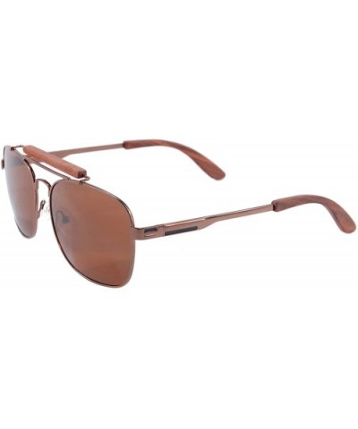 Men's Polarized Glasses Metal Frame UV400 Sunglasses-SG1566 - Brown&redsandalwood - C218LR27MYG $10.76 Oval