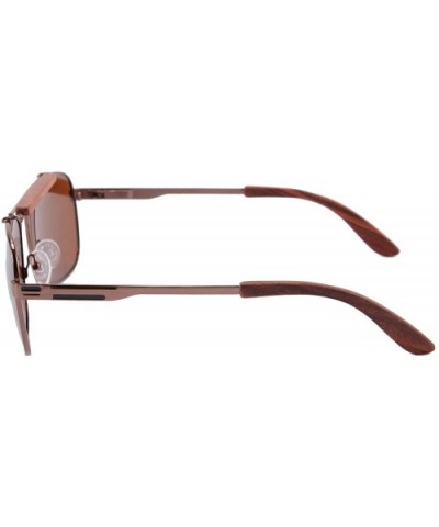 Men's Polarized Glasses Metal Frame UV400 Sunglasses-SG1566 - Brown&redsandalwood - C218LR27MYG $10.76 Oval