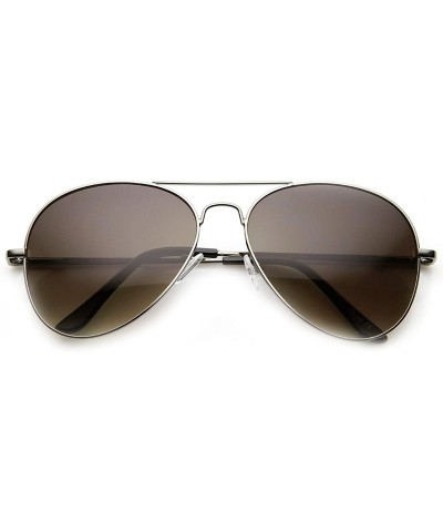 Classic Tear Drop Spring Temple Wire Metal Aviator Sunglasses 58mm - Silver Smoke - C311XN6S79V $6.98 Aviator