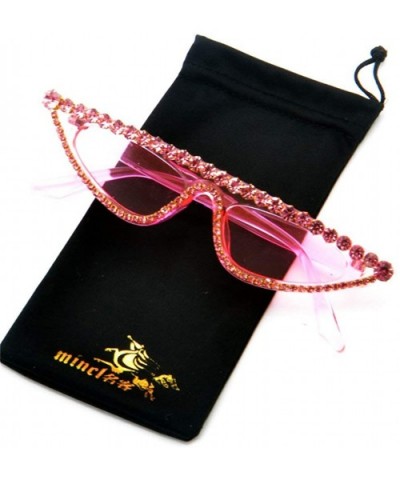 Cat Womens Luxury Diamond Sunglasses Small Studded Rhinestones Frame Glasses - Pink - C918TR7DU8T $8.00 Butterfly
