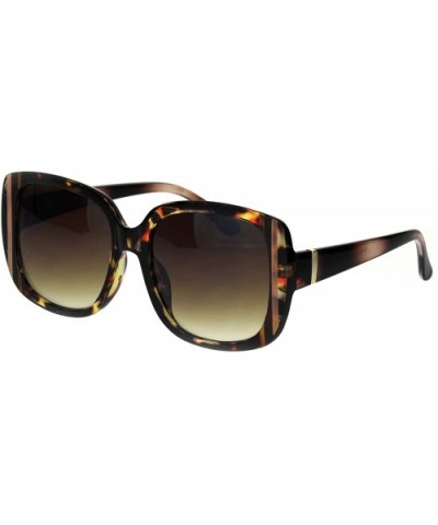 Womens Mod Thick Rectangular Plastic Designer Fashion Sunglasses - Tortoise Gradient Brown - CM18IDSUG2X $8.28 Rectangular