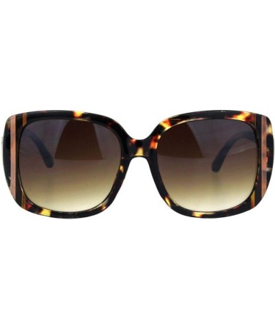 Womens Mod Thick Rectangular Plastic Designer Fashion Sunglasses - Tortoise Gradient Brown - CM18IDSUG2X $8.28 Rectangular