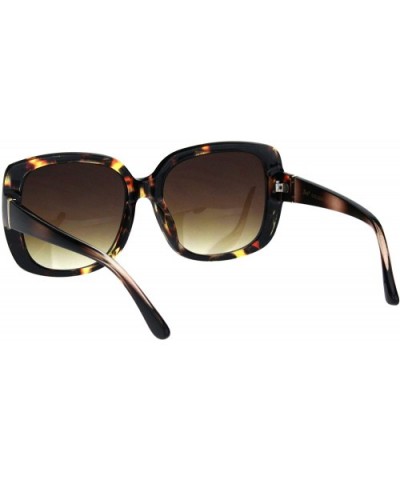 Womens Mod Thick Rectangular Plastic Designer Fashion Sunglasses - Tortoise Gradient Brown - CM18IDSUG2X $8.28 Rectangular