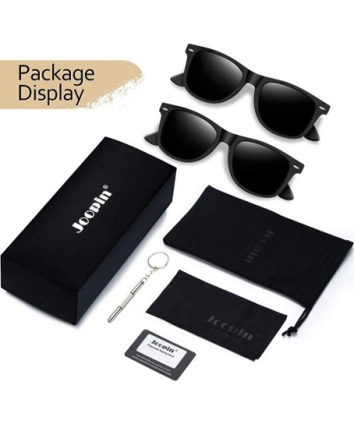 Unisex Polarized Sunglasses Men Women Retro Designer Sun Glasses - 2 Pack (Matte Black+matte Black) - C318WCWIUCL $12.73 Semi...