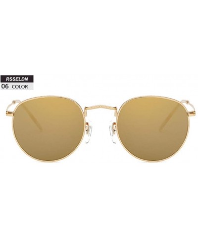 Retro Round Sunglasses Women Men Brand Designer Sun glasses for Women's Alloy Mirror Glasses - 5 - C618RDODYXM $23.05 Oval