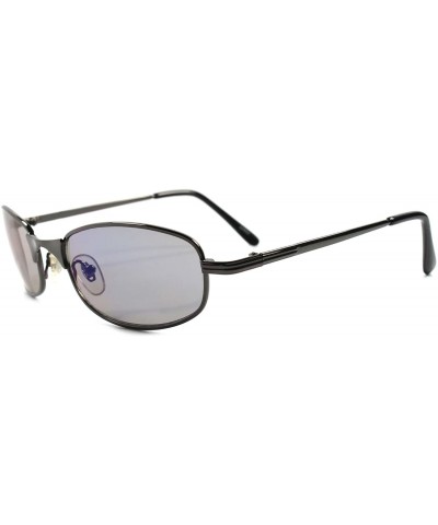 Blue Mirrored Lens 80s 90s Sporty Stylish Mens Gunmetal Rectangle Sunglasses - CU180242R76 $11.52 Rectangular