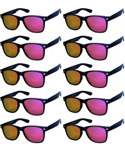 Wholesale of 10 Pairs Mirror Reflective Colored Lens Sunglasses Horn Rimmed Style - 10_pairs_flat_lens_purple - CV12O52HVYW $...