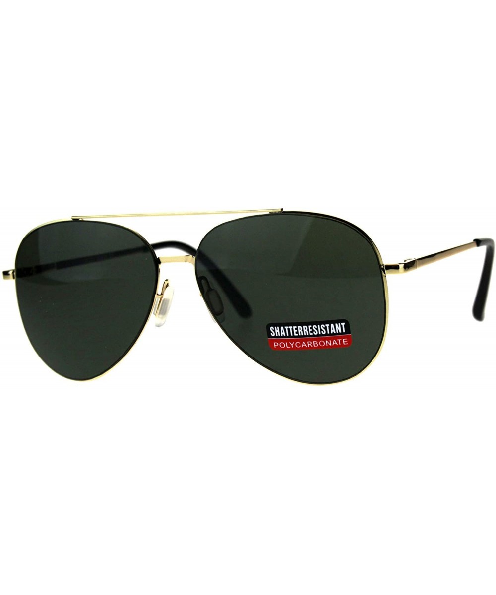 Unisex Aviator Sunglasses Thin Metal Spring Hinge Frame UV 400 - Gold (Green) - C418HN2O7OM $6.67 Aviator
