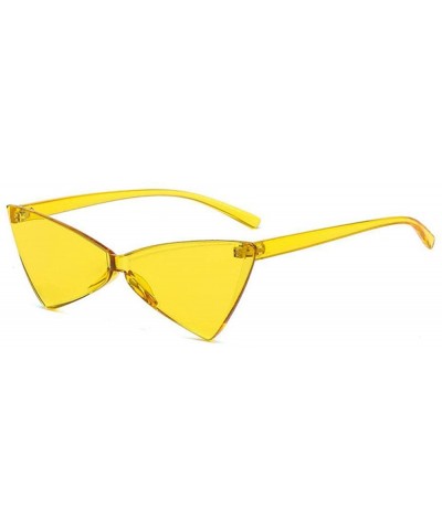 Rimless Cat Eye Sunglasses Women Fashion Small Triangle Sun Green As Picture - Yellow - CZ18YZX2Y59 $5.99 Rimless