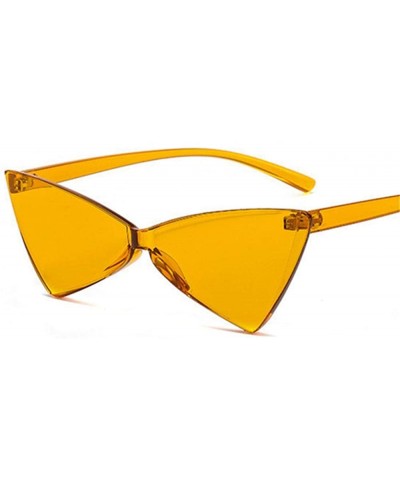 Rimless Cat Eye Sunglasses Women Fashion Small Triangle Sun Green As Picture - Yellow - CZ18YZX2Y59 $5.99 Rimless