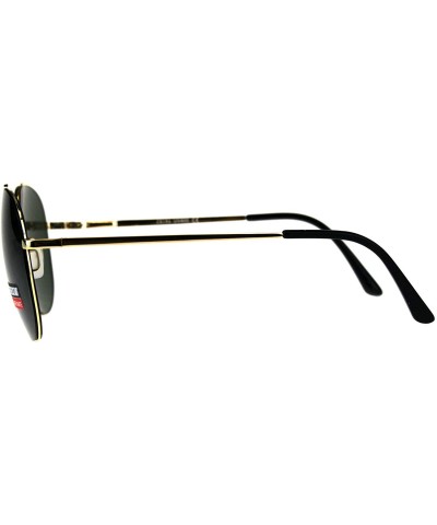 Unisex Aviator Sunglasses Thin Metal Spring Hinge Frame UV 400 - Gold (Green) - C418HN2O7OM $6.67 Aviator