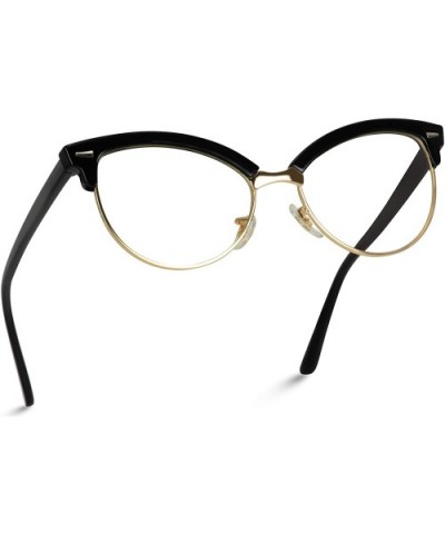 New Vintage Retro Semi-Rimless Cat Eye Glasses for Women - Black - CC12NUVNC0A $5.73 Oversized