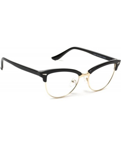 New Vintage Retro Semi-Rimless Cat Eye Glasses for Women - Black - CC12NUVNC0A $5.73 Oversized