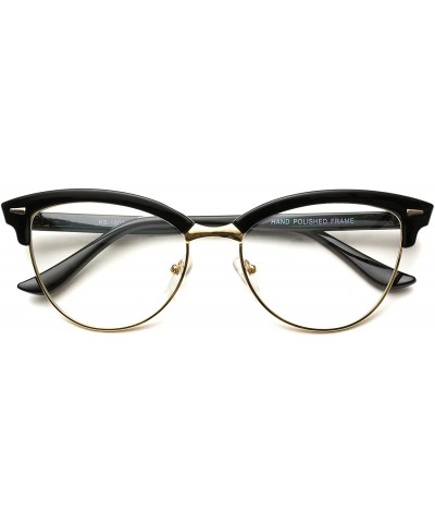 New Vintage Retro Semi-Rimless Cat Eye Glasses for Women - Black - CC12NUVNC0A $5.73 Oversized