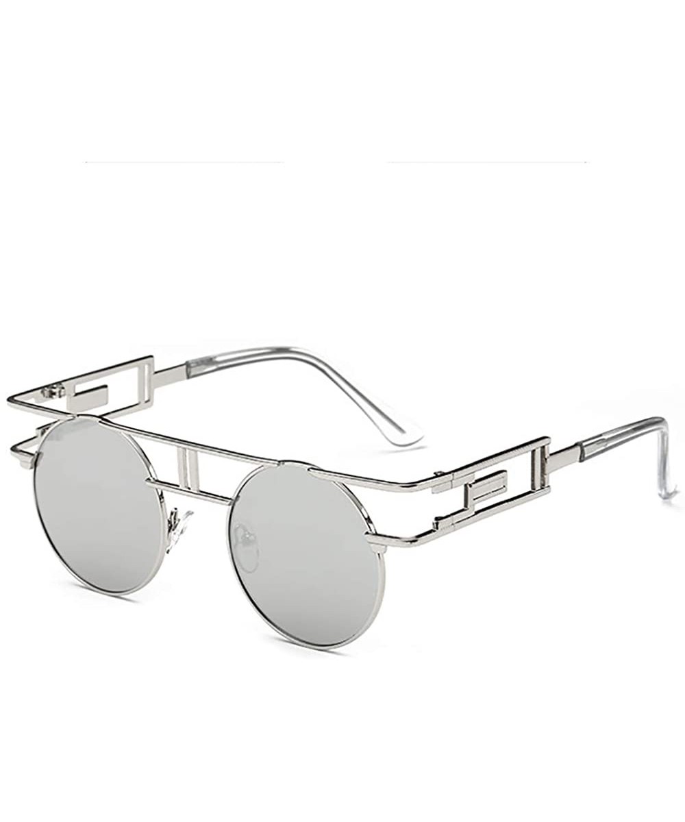 Retro Steampunk Sunglasses Metal Frame Wrap Vintage Glasses Mirror Lens Rock Style Round Shades - Silver - C0189TMAQLY $9.11 ...