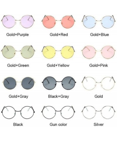 Small Round Sunglasses Women Famous Vintage Sun Glasses Retro Personality Metal Eyewear Style - Black - CJ1985304OD $29.23 Round