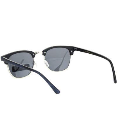 Polarized Lens Sunglasses Wood Print Bold Top Classic Designer Style UV 400 - Blue Silver (Black) - CB1956TMXGG $10.03 Square