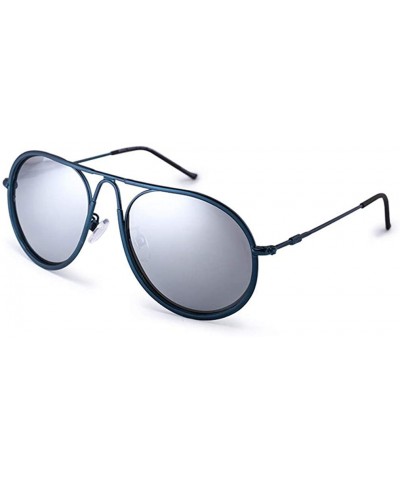 Unisex Aviator Sunglasses Polarized Sun Glasses For Men or Women 16641 - Blue Sliver - C418WDYCCOQ $14.70 Sport