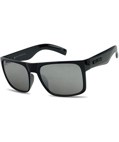 OG Classic Black Flat Top Rectangular Sunglasses Colored Mirror Reflective Shades - Glossy Black Frame - CW18UEQEDO8 $8.87 Sq...