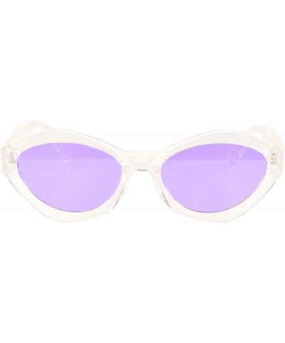 Vintage Pop Color Geometric Oval Round Cat-Eye Sunglasses A093 - Clear Purple - CD1807NOTO2 $10.33 Oval