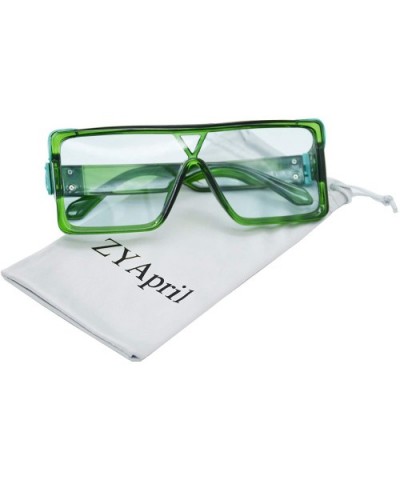 Square Oversized Sunglasses Women Men - Classic Fashion Style 100% UV Protection - Green - CB1994GLRKN $8.89 Square