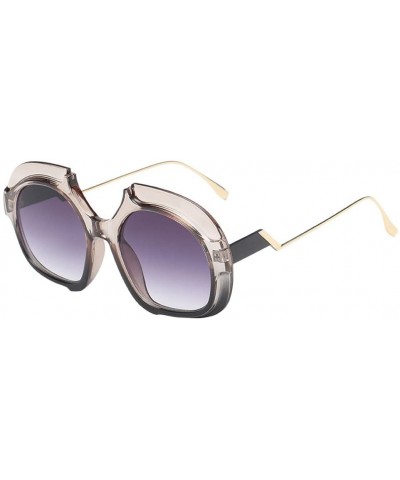 Fashion Sunglasses Irregular Round Frame Sunglasses Vintage Retro Eyewear Model Sunglasses (A) - A - CY18OT72NNK $9.14 Round