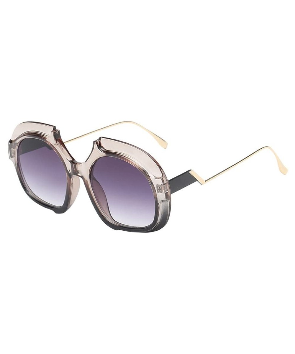 Fashion Sunglasses Irregular Round Frame Sunglasses Vintage Retro Eyewear Model Sunglasses (A) - A - CY18OT72NNK $9.14 Round