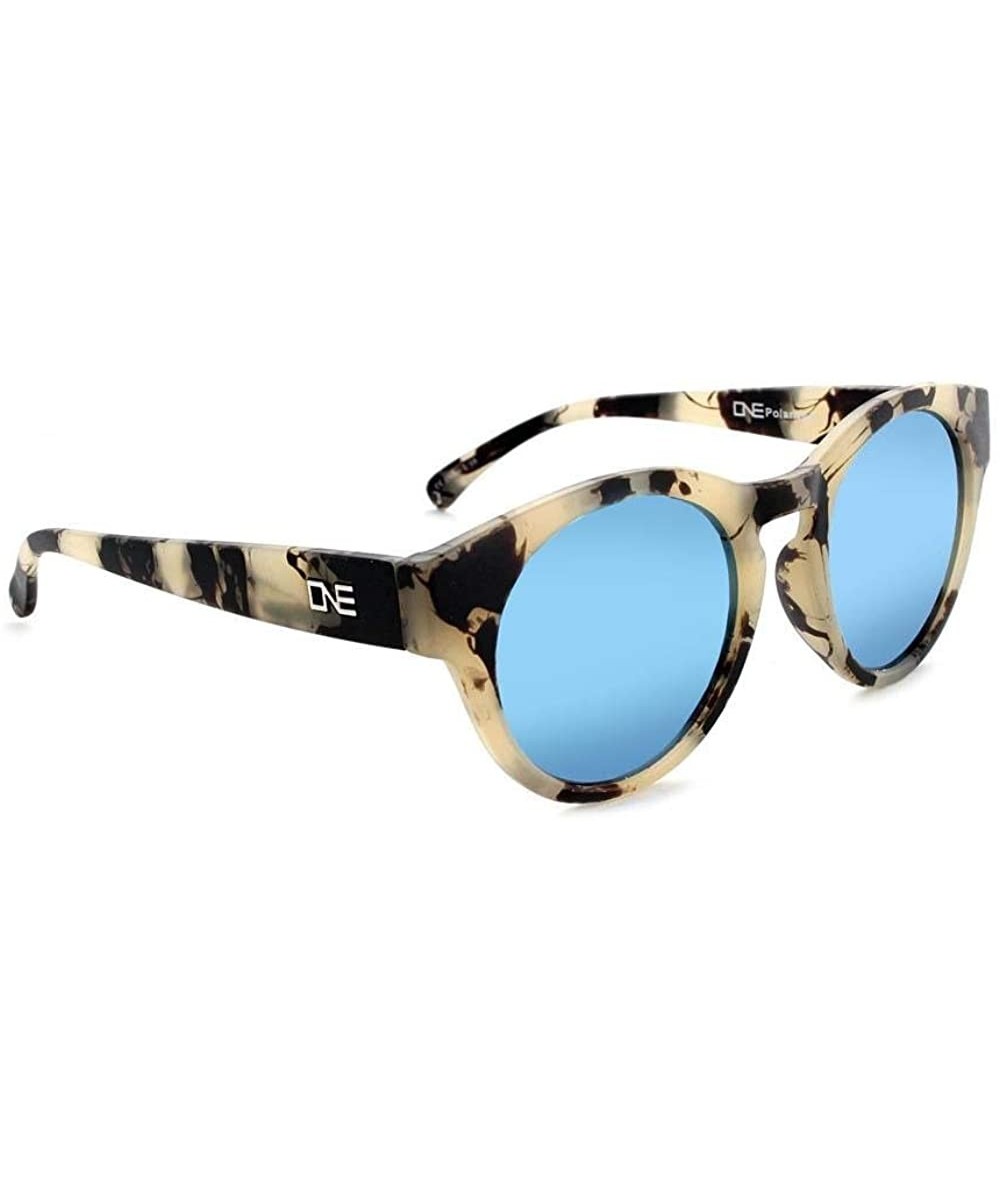 ONE Women's Polarized Rizzo Sunglasses - Matte Beige Marble White - CS18GER2LIU $18.22 Sport