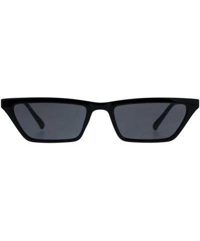 Womens Skinny Sunglasses Flat Trapezoid Shape Retro Fashion Shades - Black - C718CI6TH3O $6.00 Rectangular