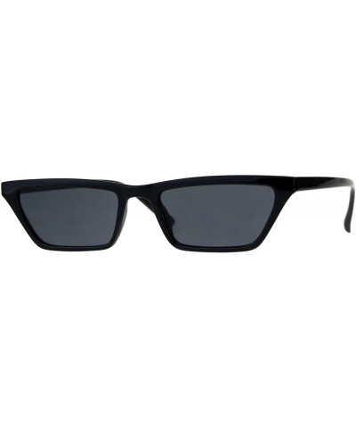 Womens Skinny Sunglasses Flat Trapezoid Shape Retro Fashion Shades - Black - C718CI6TH3O $6.00 Rectangular