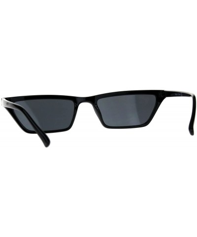 Womens Skinny Sunglasses Flat Trapezoid Shape Retro Fashion Shades - Black - C718CI6TH3O $6.00 Rectangular