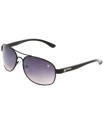 Curved Top Bar & Bridge Classic Oval Aviator Sunglasses - Smoke Black - CN190ERUCAZ $12.22 Aviator