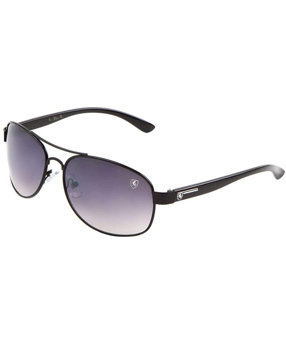 Curved Top Bar & Bridge Classic Oval Aviator Sunglasses - Smoke Black - CN190ERUCAZ $12.22 Aviator