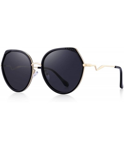Women's Fashion Cat Eye Polarized Sunglasses Ladies Vintage Sun glasses UV400 - Black - CS18RAS8KZI $17.85 Cat Eye